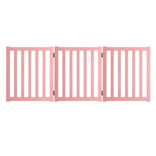 MLVFHN ペットサークル 犬 サークル フェンス 無垢材 折りたたみ式 安定性 隙間が小さい 犬サークル 室内 ペット 柵 回転可能 折りたたみ ゲージ ペットゲージ 犬用ゲージ 滑らかな仕上げ(ピンク,150X2X60cm)