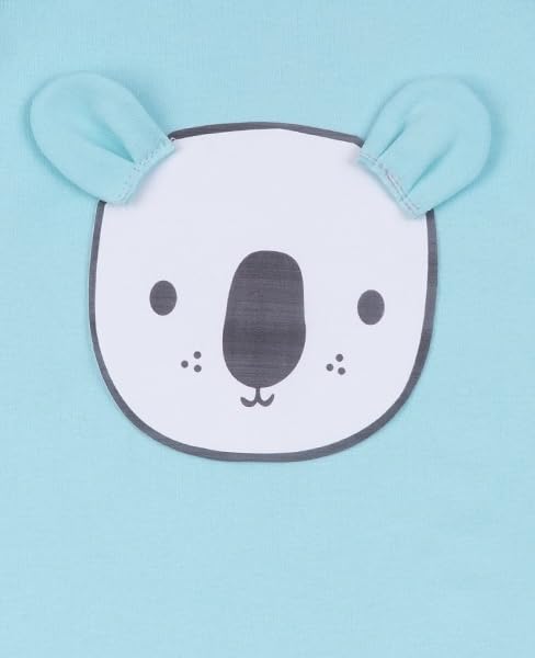 Image of 100% Cotton Animal face Print with 3D ears Rompers Sleepsuits Jumpsuit Night Suits for Infants Newborn Baby Boys & Girls