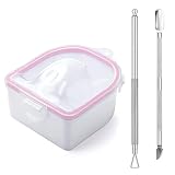 Nail Soaking Bowl, Soak Off Gel Polish Dip Powder Remover Manicure Bowl with Triangle Cuticle Peeler and Stainless Steel Cuticle Pusher Nail Art Tool (Pink-3pcs set)