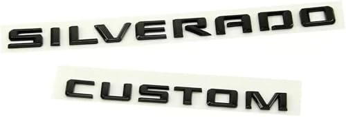 Image of 2pcs Replacement for 2019-2023 Silverado Custom Rear Tailaget Letter Emblem Badge 3D Decal Nameplate (Gloss Black)