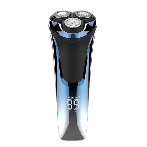 Brightup rasierer herren elektrisch, 4D-Schwimmkopf, Nass- und Trockenrasierer, wasserdichter Elektrorasierer mit Bartschneider, LED-Anzeige, USB-Ladekabel (ohne Netzadapter)