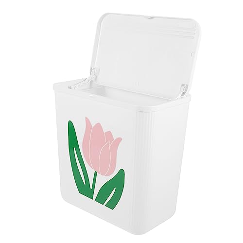 LALAFINA Trash Can with Lid Plastic Trash Can Wall Mounted Trash Can Compost Bin Indoor Compost Bin for Counter Trash Can Recycling Bin Cabinet Door Trash Holder Kitchen Compost Container