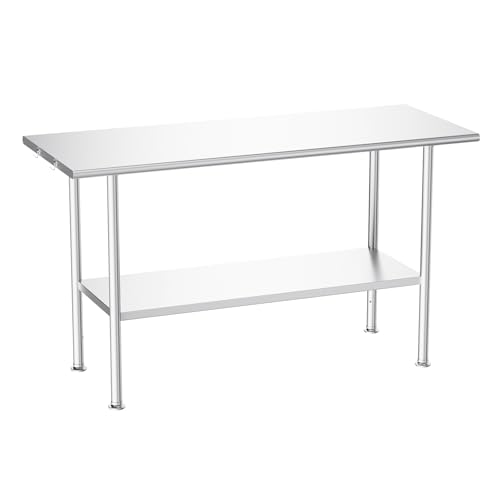 Image of Atelicf NSF Stainless Steel Prep Table 24X60 inch, Rounded Flat Top