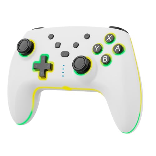 GEEKHAVE Giochi Switch Controller, Telecomando Ricaricabile Senza Fili Switch Lite Controller Gamepad Joypad con Turbo Regolabile Dual-Shock Gyro Axis Compatibile con Switch/Switch Pro - Bianco