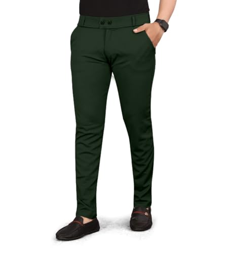 Image of HARSHAD KUMAR & CO. Men's Solid Flexible Slim Fit Stretchable Comfortable Formal Trousers Pants