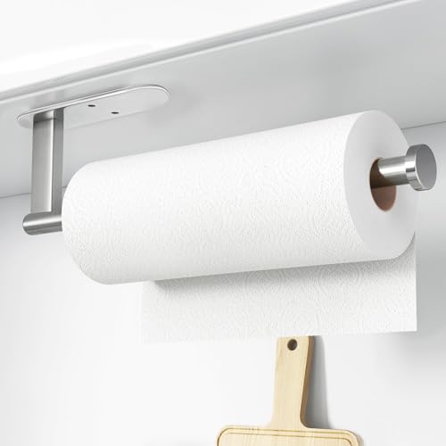 Portarotolo da cucina senza foratura, porta rotolo di carta autoadesivo, da parete, porta rotolo di carta in acciaio inox per cucina, bagno (argentato)