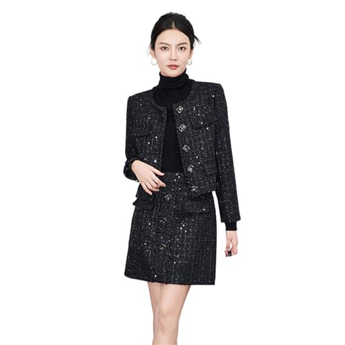 Ensemble veste et jupe en laine à paillettes pour femme JYHBHMZG