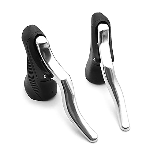Yitaqi Bicycle Brake Handle Handlebar Set,Aluminum Bicycle Parts Fixed Gear Anti-Slip Mountain Bike Road Drop Bar Cycling Brake Levers(Black) #TOP1