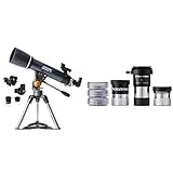 Celestron - AstroMaster 102AZ Refractor Telescope, Fully-Coated Glass Optics - Adjustable-Height Tripod - Bonus Astronomy Software Package & AstroMaster Telescope Accessory Kit