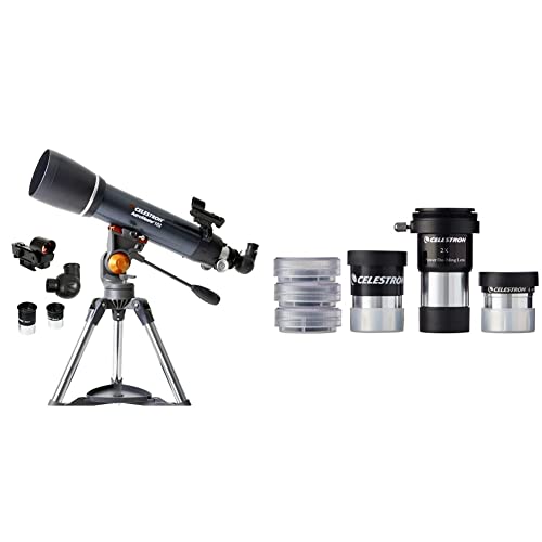 Celestron - AstroMaster 102AZ Refractor Telescope, Fully-Coated Glass Optics - Adjustable-Height Tripod - Bonus Astronomy Software Package & AstroMaster Telescope Accessory Kit