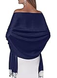 Pashmina Shawls and Wraps for Evening Dresses, Large Soft Pashmina Wedding Navy Deep Blue Shawl
