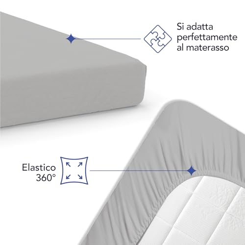 Dreamzie Lenzuola Matrimoniali Maxi Con Angoli Cotone 200X200 Cm, 100% Cotone Jersey Elasticizzato - Grigio - Oeko-Tex Certificato E Ipoallergenico - 4