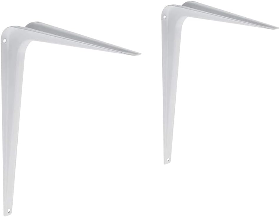 2 Pack Shelf Brackets, Heavy Duty Steel Metal L Brackets for Shelves, L Bracket Corner Brace Support, Floating Shelves Bracket for Shelf with Screws, White
