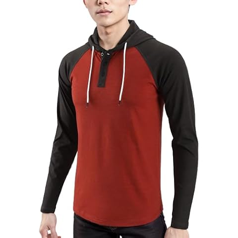 DESPLATO Men's Casual Vintage Slim Fit Workout Sports Hiking Lightweight Active Hoodie Jersey T-Shirts H.Rusty/H.Charcoal XXL Cover