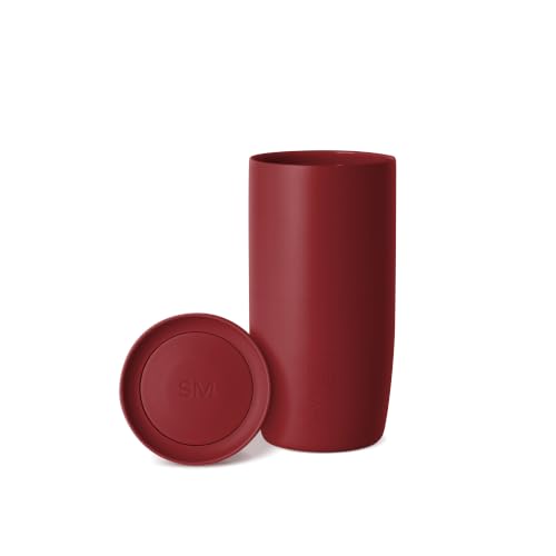 Image of Simple Modern Travel Coffee Mug Tumbler with 360 Lid | Ceramic-Lined Insulated Stainless Steel Cold Brew Iced Coffee Cup | Gift for Women Men Her | Voyager Signature | 16oz | Red Onyx
