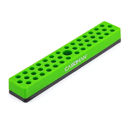 Image of CASOMAN 1 /4 inch Hex Bit Organizer with Magnetic Base - Green, 43 Hole Bit Organizer with Strong Magnetic Base, Magnetic Bit Organizer for Your Specialty
