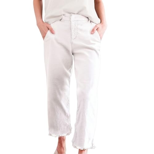 Cropped Pants for Women Summer Straight Loose High Waist Linen Crop Pants Casual Trousers Petite Pants for Women