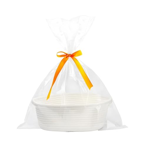 1 cesto regalo, cestino regalo, vuoto, cestino regalo bianco, cestino regalo vuoto con sacchetto e fiocco, cestino per regali per confezioni regalo, accessori per animali domestici e organizzazione