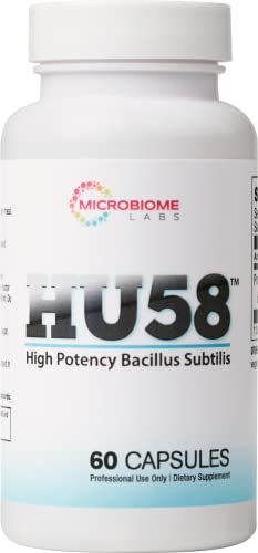 Microbiome Labs HU58 - High Potency Bacillus subtilis Probiotic Supplement - Probiotics for Digestive Health & Immune Support - 100% Survivability - 10 Billion CFU, Shelf-Stable (60 Capsules)