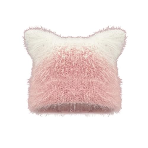 Fcnjsao Oversized Kitten Hat with Ear Lovely Colorful Skiing Hat Furry Ear Cartoon Photo Props Outdoor Head Wrap