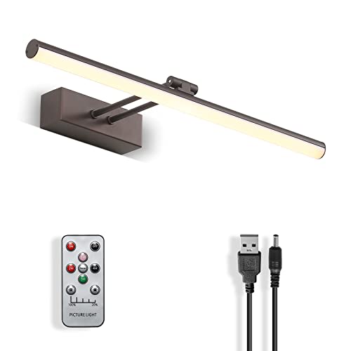 Howmzon Wireless Picture Light, Remote Battery Picture Light With Dimmable And Timer, 16" Metal Art Light For Paintings, Rechargeable Display Lamp For Wall Gallery Portrait Artwork (Bronze) #TOP8
