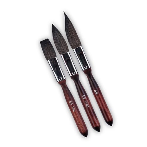 Oxxggkao Juego de 3 pinceles para pintura con ardillas, pinceles para acuarela, suministros de pintura