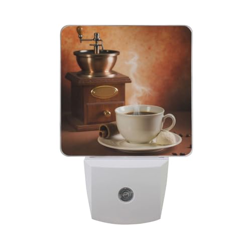 Image of Coffee Cup Night Lights 2 Pack Plug-in Wall Led Nightlight Auto Dusk-to-Dawn Sensor Lamps for Bedroom Kitchen Bathroom Hallway Stairs, P796C848S1850