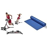 Sunny Health and Fitness Unisex’s Station Hyperextension Roman Chair with Dip Station + Yoga Mat - Blue