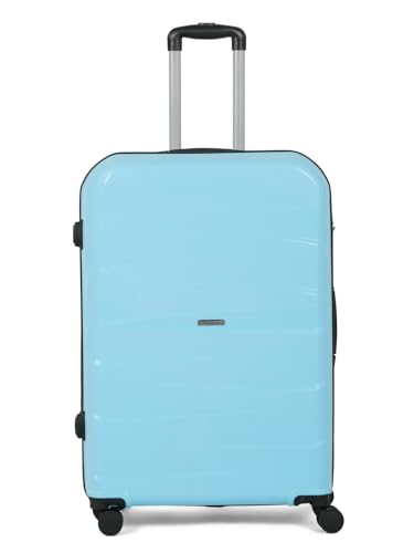 Teakwood Medium Check in Size 8 Wheels Trolley Bag, Hard Cabin with Zipper Closure, Adjustable Push Button & TSA Lock System 360 Degree (Medium, Sky Blue)