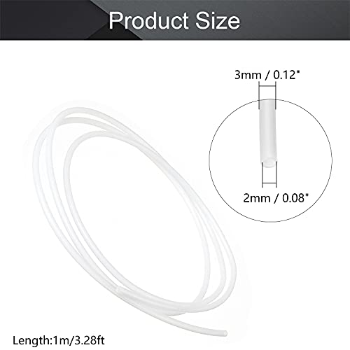 Image of Othmro PTFE Teflon Bowden Tube 3.28ft-2mm ID x 3mm OD-Milky White Connector Tubing for 3D Printer-1PCS