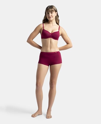 Jockey FE23 Women's Wirefree Padded Super Combed Cotton Elastane Stretch Medium Coverage Multiway Styling T-Shirt Bra with Detachable Straps