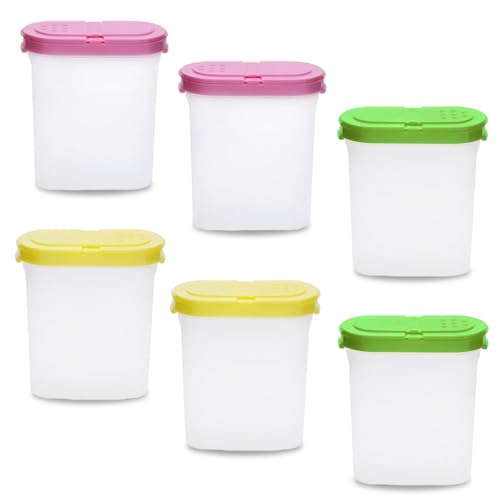 Generisch Gewürzboxen Set, 6 Stück Vorratsdosen, 250ml, Transparent, 3 Farben, Gewürzgläser mit Deckel für Gewürze Salz Zucker