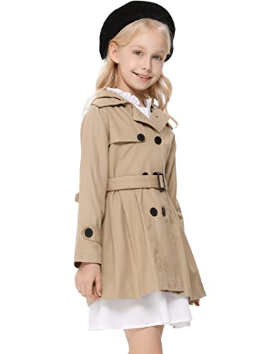Kukume Kids Girls Outwear Jacket Hooded Lightweight Button Down Trench Coat Waterproof Active Windbreaker #TOP6