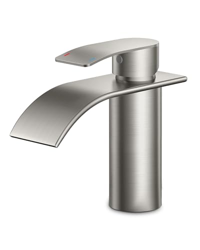 FORIOUS Robinet de Salle de Bain,Mitigeur Lavabo Cascade en Acier Inoxydable, Mitigeur Monocommande pour Eau Chaude et Froide dans la Salle de Bain,...