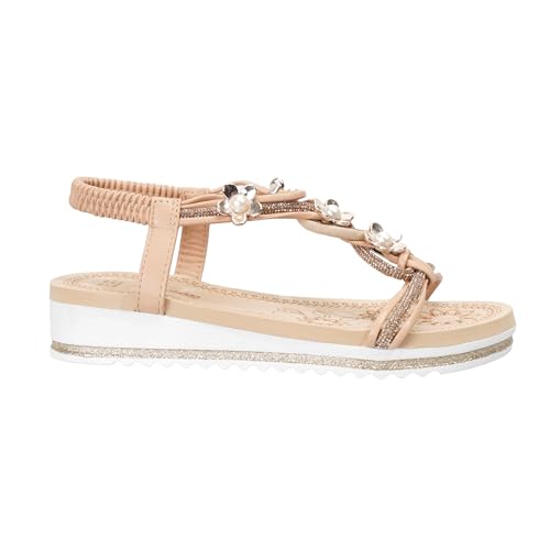 JOMIX Sandales Femme Bohème Sandales Compensées Légères Sandales Nu-pieds Confortables et Élégantes Sandales Mode Chic pour Vacances Plage et Été (KHAK,37) – vue 4