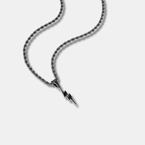 Chaîne avec pendentif éclair en carbone à porter au quotidien ou en soirée - 2