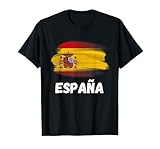 Bandera Espana Orgullo Retro Bandera Española Familia Camiseta, Hombre, Negro, L