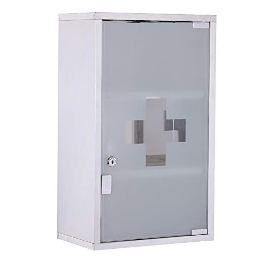 HOMCOM Botiquín Baño Armario de Medicina Primeros Auxilios Acero Inoxidable 50x30x18 cm