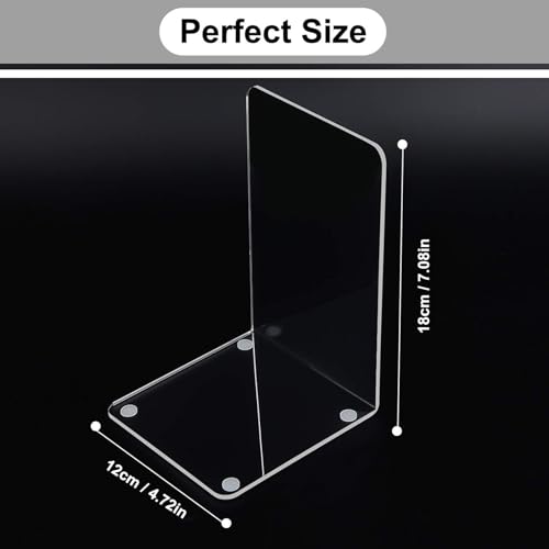 Image of MerryNine Clear Book Ends 14pcs, Acrylic Bookends for Shelves, Non-Slip Bookend Decorative for Heavy Duty Book, Books Holder Stopper for Kids, Bookshelf Dividers Books Organizer for Office Home School