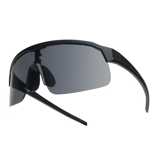 UVTQSSP Gafas deportivas unisex ultraligeras, TR 90, irrompibles, sin marco, polarizadas, resistentes al viento, protección UV400, gafas de sol deportivas, montura negra/lente gris