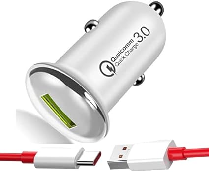 Shopnet Car Charger For Citroen C5 Aircross Original QC Car Charger Adapter C Type Car charger adapter socket High Speed Rapid Fast Turbo QC 3.0 Car Charger With Type C USB Charging Cable- (3.1 Ampere, White,RED)