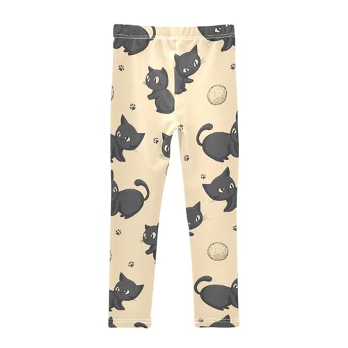 Black Cat Fur Ball Girls Leggings Soft Stretch Workout Yoga Dance Pants for Kids Casual Tights2