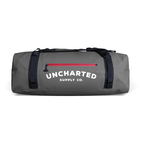 Uncharted Supply Co. The Vault Waterproof Duffel Bag - Airtight bag with Backpack Straps, Carry-On Size, Perfect for travel, boating, camping, recreation. (Gunmetal, 65L)