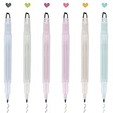 LABUK 6pcs Clear View Tip Highlighter, Dual Tips Marker Pen, Mild Assorted Colors, See-Through Chise