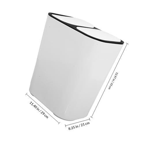 Caneca de basura dual con tapa, blanca con borde negro miniatura 2