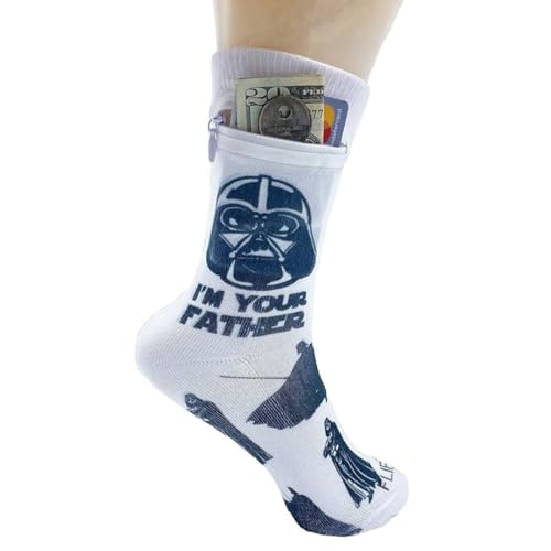 Image of Zipper Sock Wallet - Cotton & Polyester Zipper Socks with Pockets - Fits shoe size 6-13