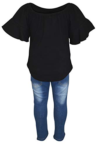 Unique Baby Girls Ripped Denim Jeans Animal Print Pumpkin Ruffle Outfit4