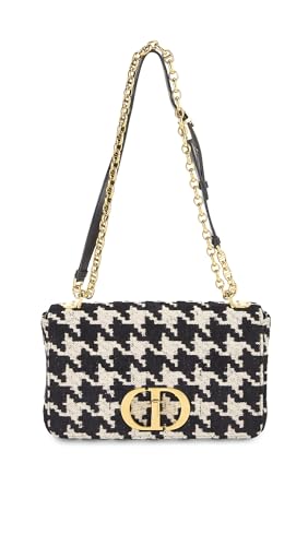 WHAT GOES AROUND COMES AROUND Womens Pre-Loved Dior Houndstooth Caro Medium Shoulder Bag Black One Size
