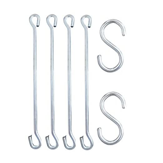 Faburaa Metal Hammock Swing Chair Rod & S Hook Hold up to 150 Kg, Heavy-Duty, Chrome Plated Accessories for Porch Swing, Hammock, Punching Bag (2 S Hook & 4 Rod)-image-1