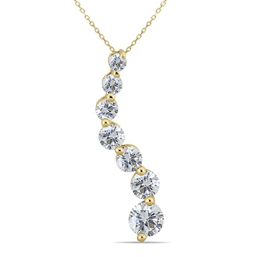 Certified 1 Carat TW Diamond Journey Pendant in 14K Yellow Gold (K-L Color, I2-I3 Clarity)